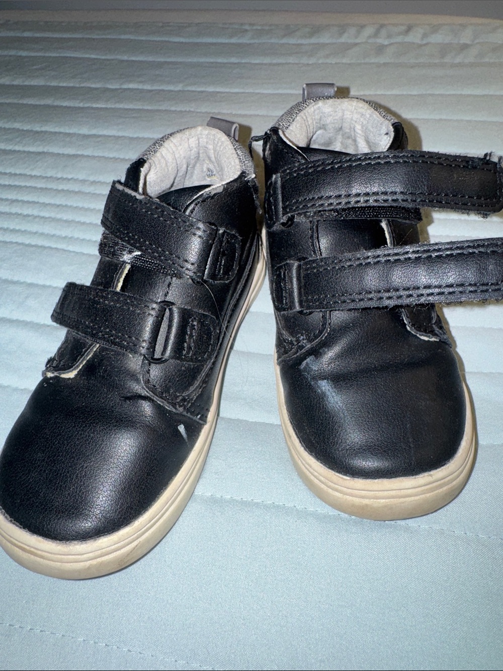 Cat & Jack Black and Gray Leatherette Hightop Sneakers